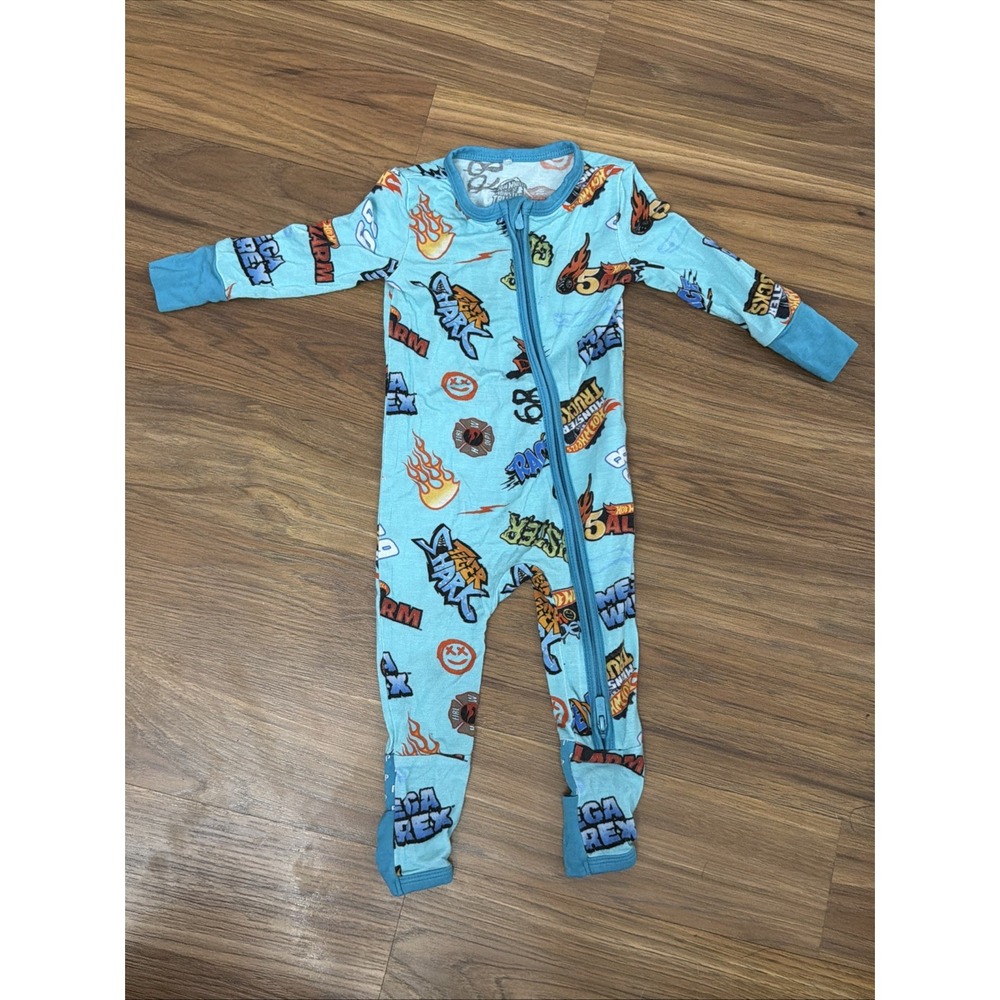 Posh Peanut Hot Wheels Monster Truck Baby 3-6 Months Footed Sleeper Pajamas VGC